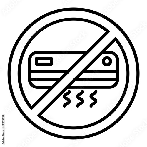 No Air Conditioning Icon Style