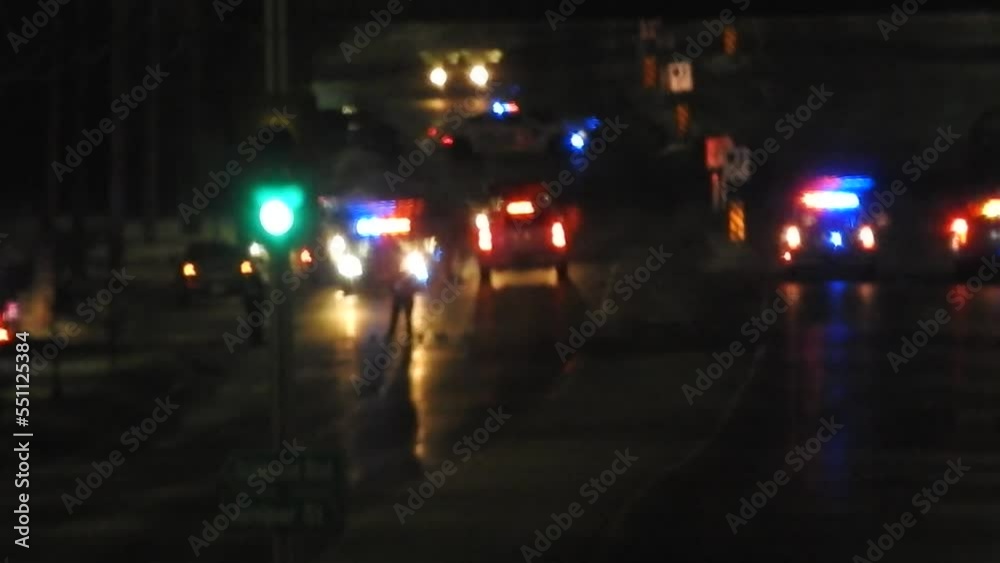 Shaky Blurred Evening Police Blocking Off Intersection While Laying Down Pylons 002 Shaky Blurred Evening Police Blocking Off Intersection While Laying Down Pylons 002