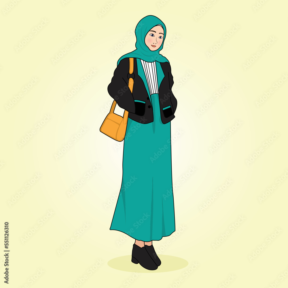Muslim woman in hijab full body