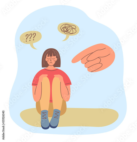 Psychology, mental, healt concept. The girl is being criticized.
