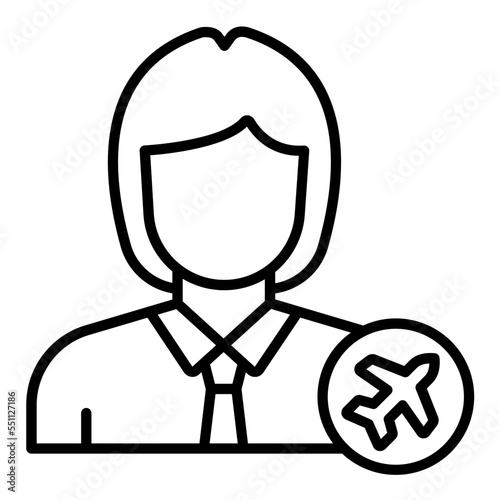 Female Flight Attendant Icon Style