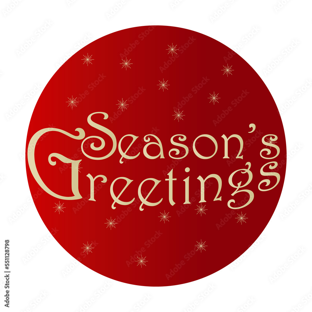 Fototapeta premium Round icon, background, card with New Year and Christmas design. Red and gold colors. For backgrounds, greetings, printing