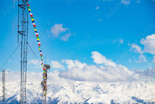 Telecommunication in the high mountain region of Himalayas Nepal Communication Tower