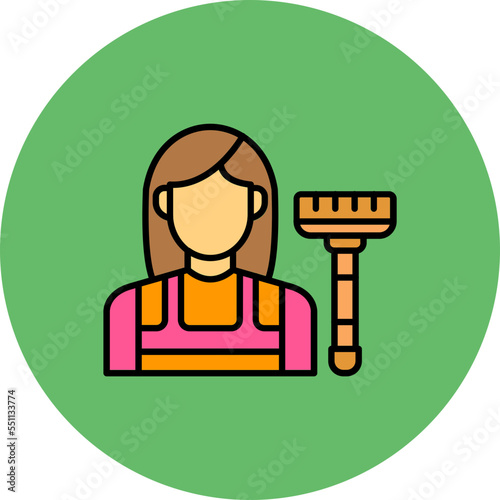 Maid Multicolor Circle Filled Line Icon
