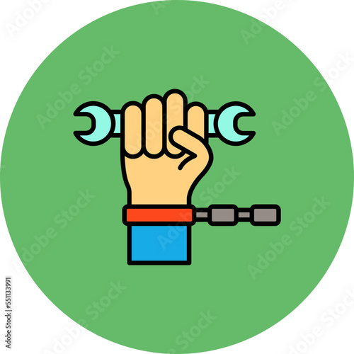 Forced Labour Multicolor Circle Filled Line Icon