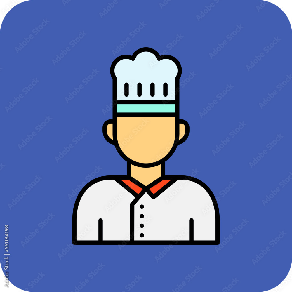 Chef Multicolor Round Corner Filled Line Icon