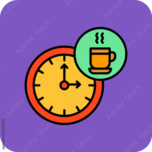 Tea Time Multicolor Round Corner Filled Line Icon