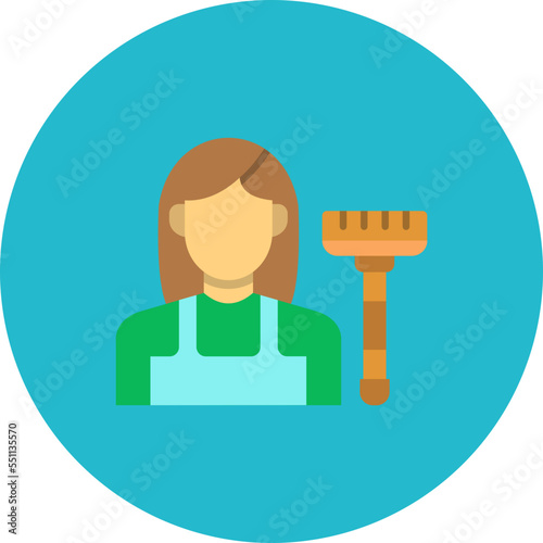 Maid Multicolor Circle Flat Icon