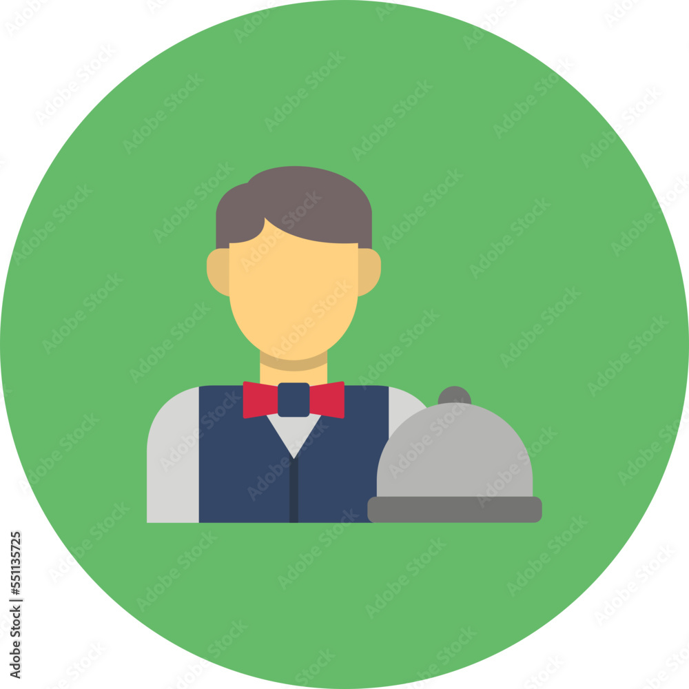 Waiter Multicolor Circle Flat Icon Waiter Multicolor Circle Flat Icon
