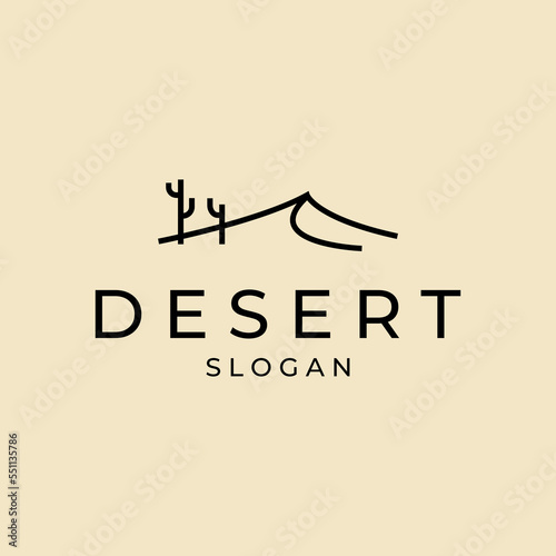 Cactus Desert minimalist Logo vector Illustration design