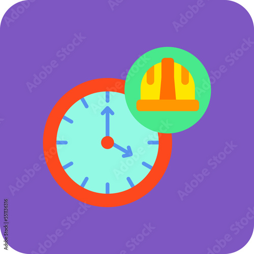 Working Hours Multicolor Round Corner Flat Icon