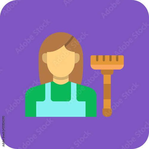 Maid Multicolor Round Corner Flat Icon
