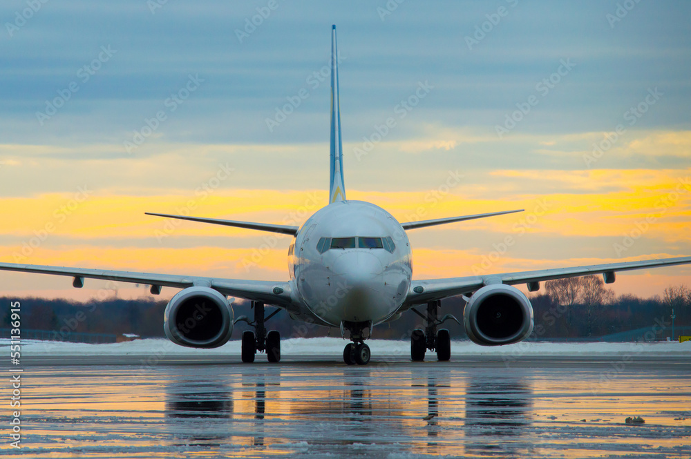 airplane at sunset airplane at sunset
