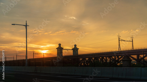 sunset on the bridge