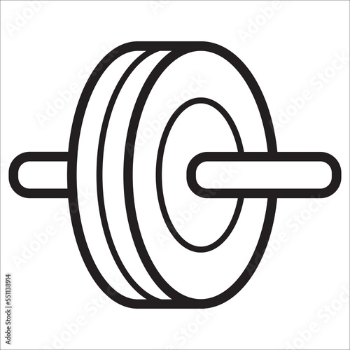 Manual roller wheel with handles for abdominal muscles. Sport vector icon.