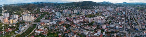 Fototapeta Naklejka Na Ścianę i Meble -  Aerial view around the city Lushnjë in Albania on a sunny morning in autumn. 