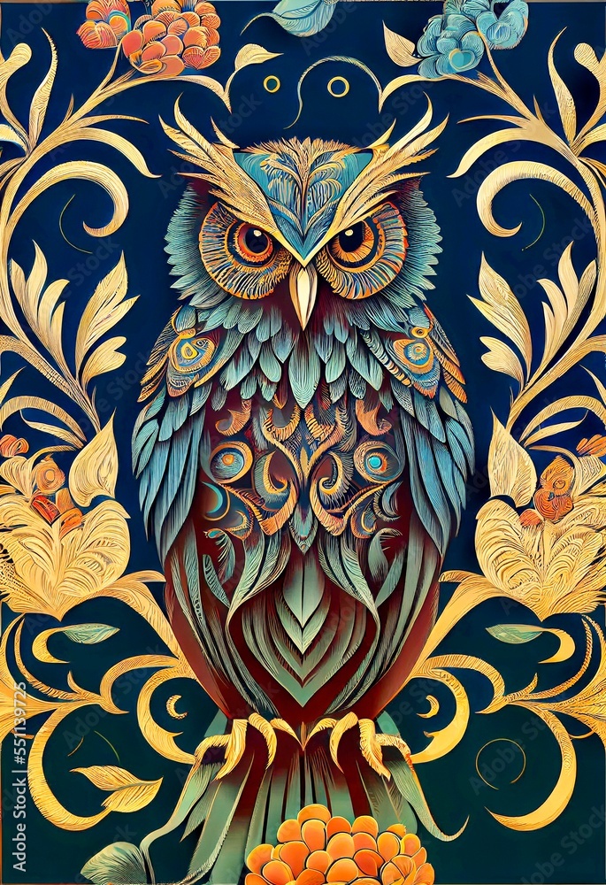 Fototapeta Midjourney abstract render of an owl