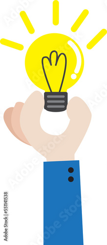 human hand with light bulb idea