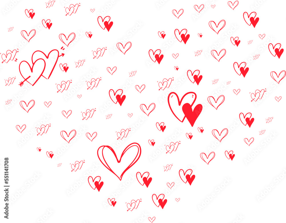 Many LoveHearts in Heart Shape