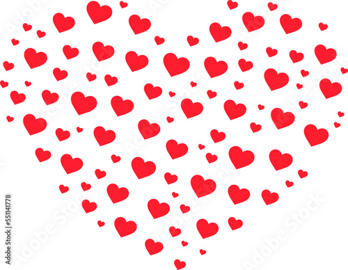 Many LoveHearts in Heart Shape