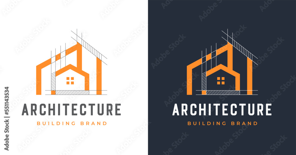 Real estate house building construction logo icon symbol design template