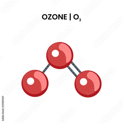 Structural chemical formula of Ozone greenhouse gas. medical infographic design. vector illustration.