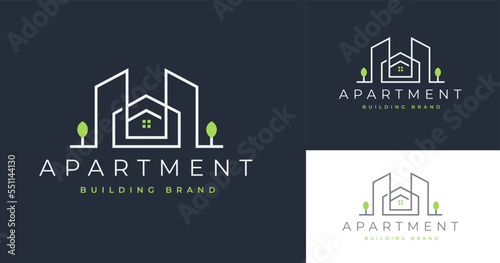 Real estate house with minimalist line style concept logo icon symbol design template