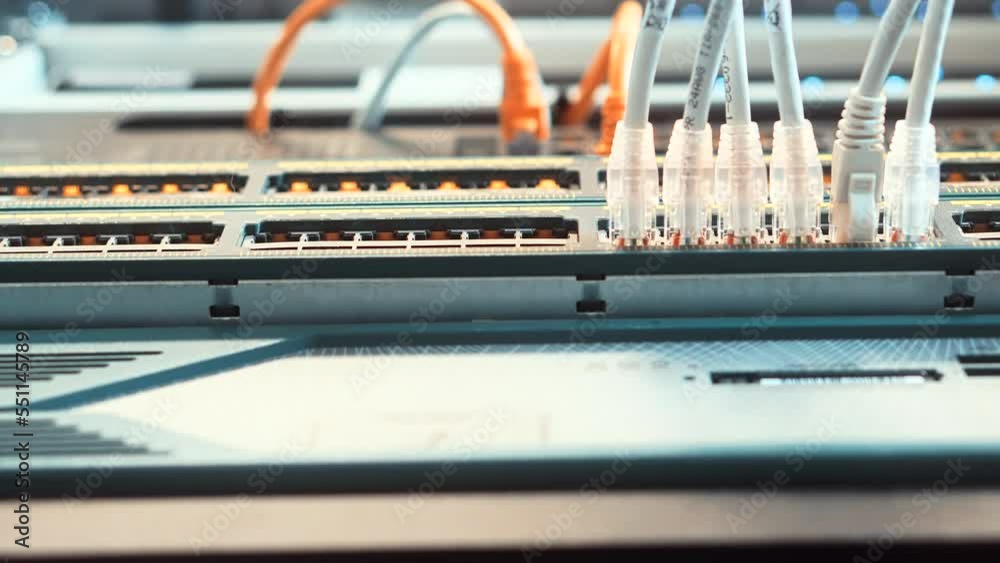 patching network wire in router. communication switch