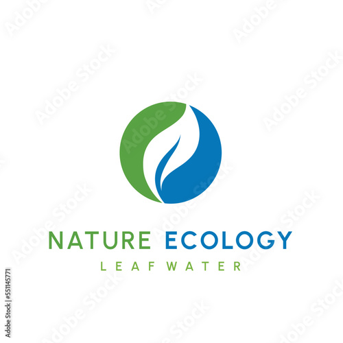 Water drop and leaf, Eco nature, spa, aquascape Logotype. Environment, natural liquid. Colorful Vector flat icon logo for business company. Corporate identity design element.