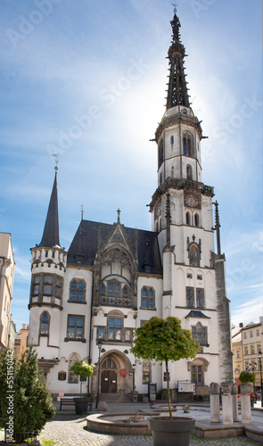 Town Hall in Zabkowice Slaskie a neo-gothic building erected in 1864, Poland