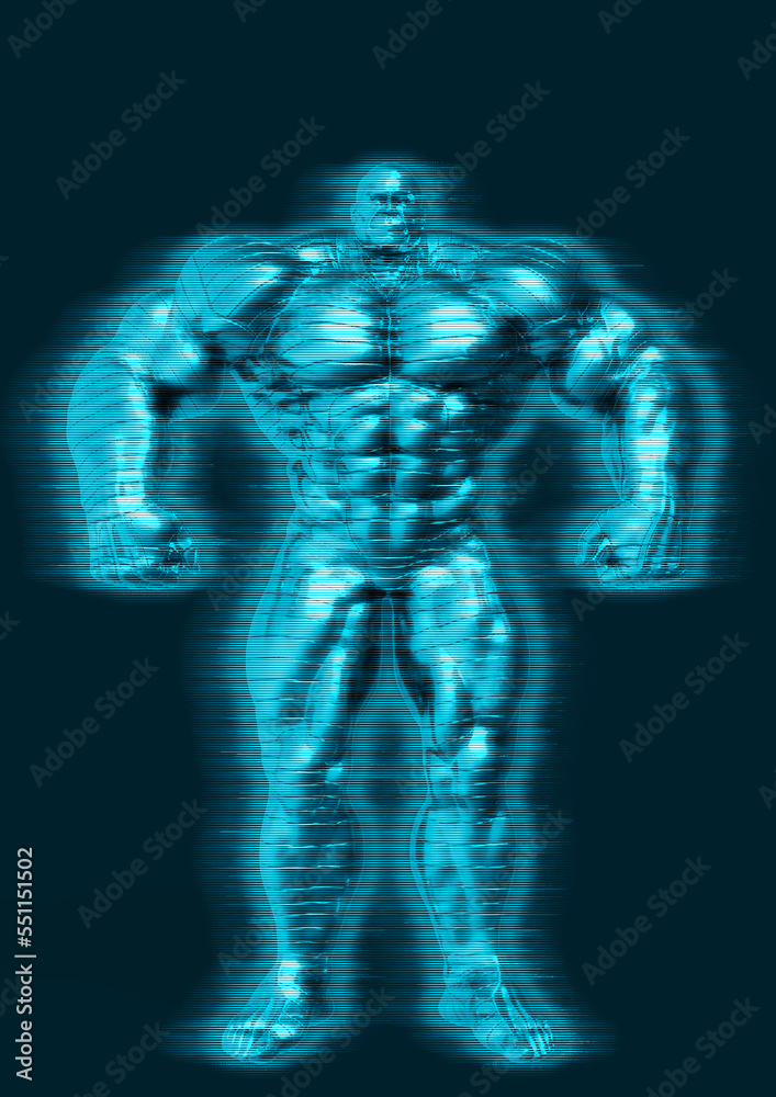 man made of steel doing a bodybuilder pose number three in a white background man made of steel doing a bodybuilder pose number three in a white background