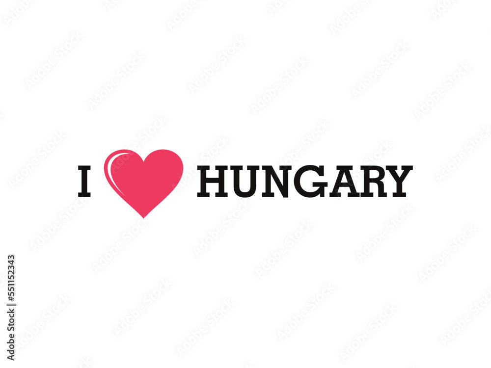 I Love Hungary Country Vector Logo Template