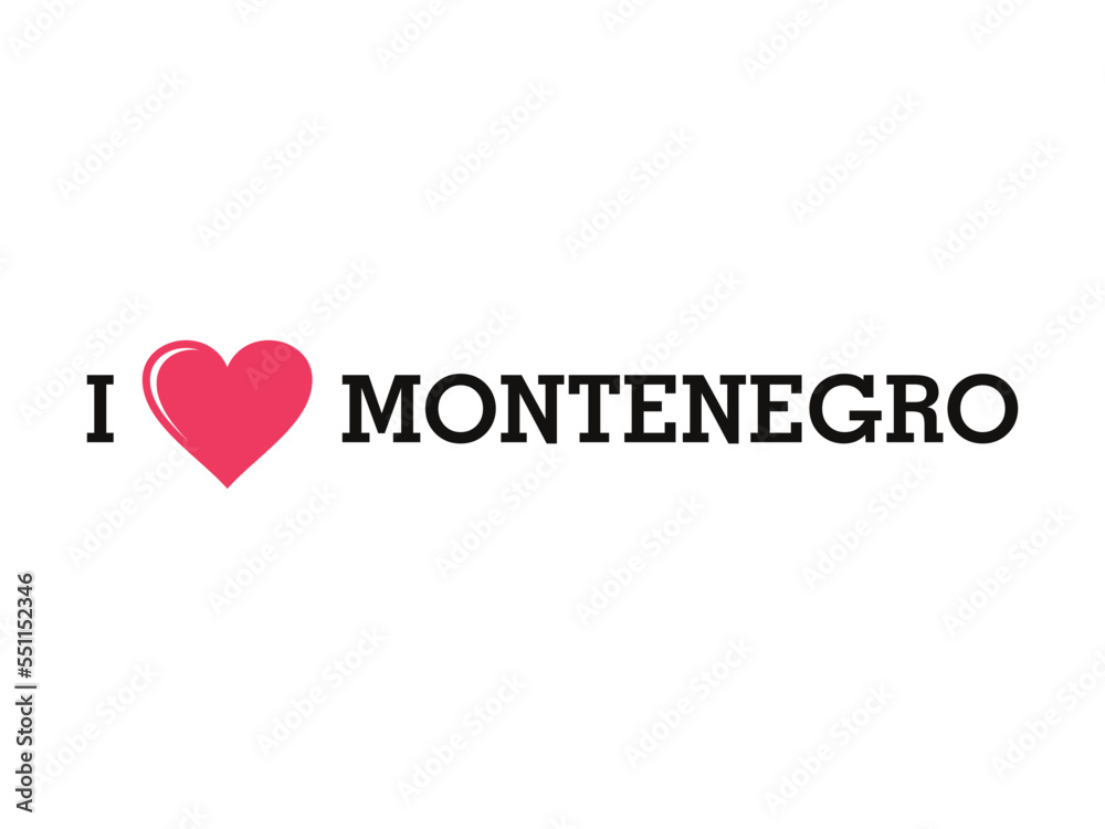 I Love Montenegro Country Vector Logo Template