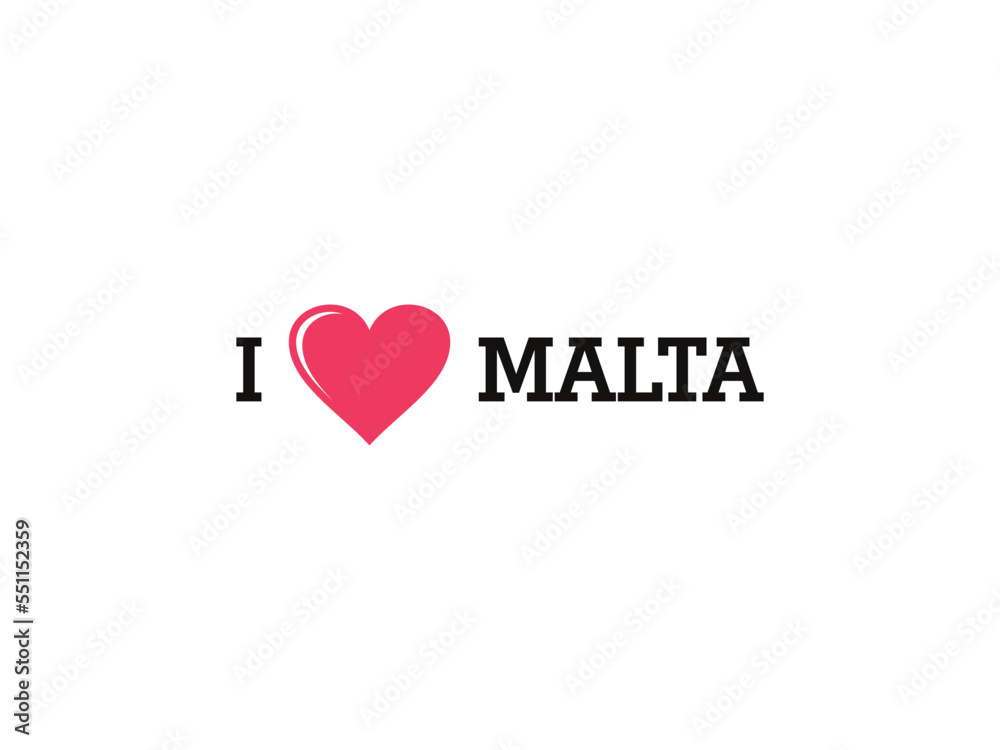 I Love Malta Country Vector Logo Template