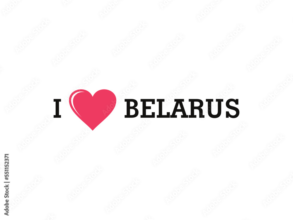 I Love Belarus Country Vector Logo Template