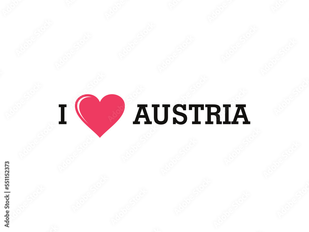 I Love Austria Country Vector Logo Template