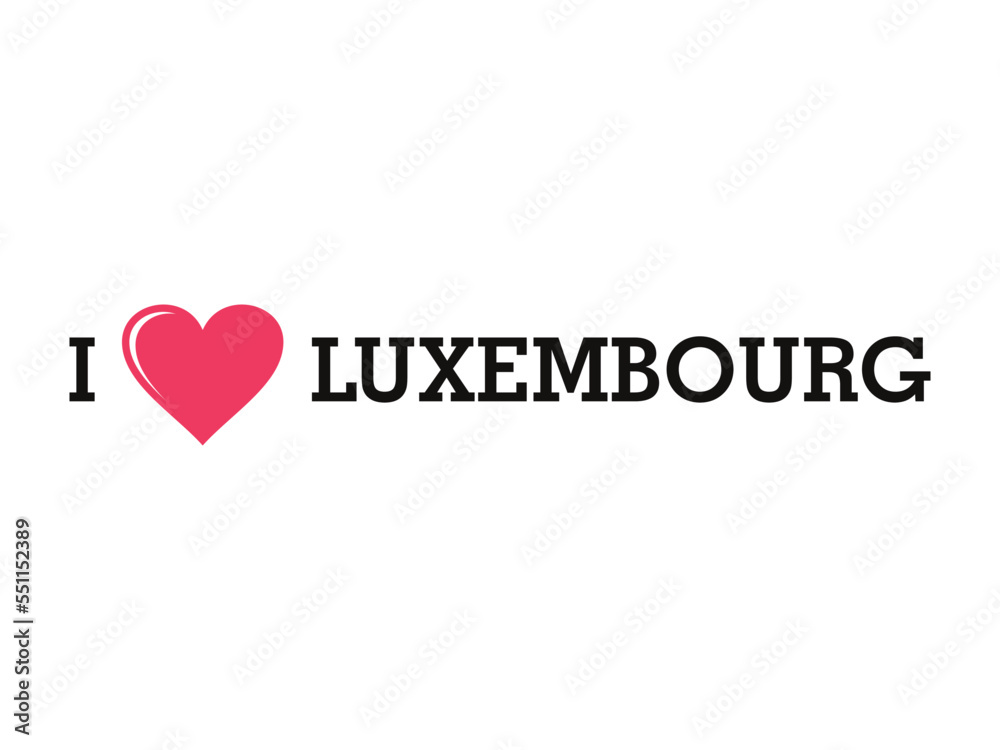 I Love Luxembourg Country Vector Logo Template