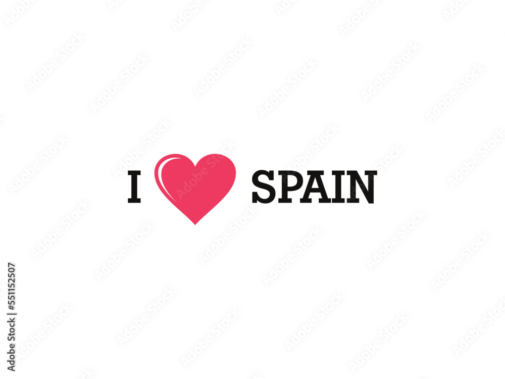 I Love Spain Country Vector Logo Template