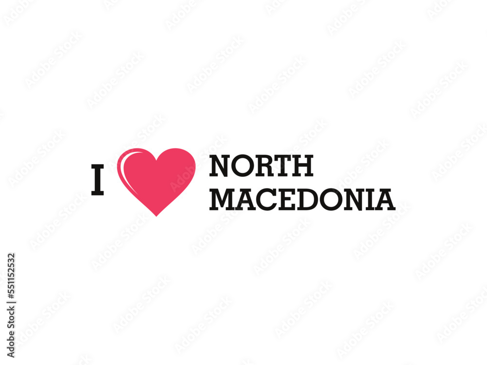 I Love North Macedonia Country Vector Logo Template
