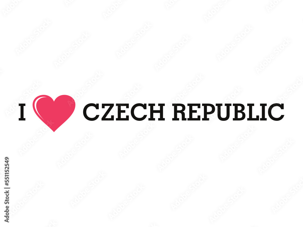 I Love Czech Republic Country Vector Logo Template