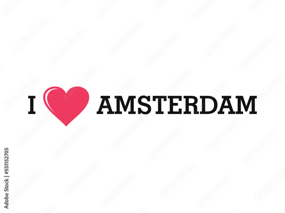 I Love Amsterdam Country Vector Logo Template