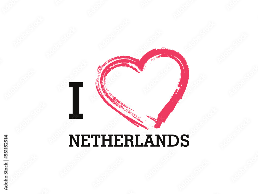 I Love Netherlands Country Vector Logo Template I Love Netherlands Country Vector Logo Template