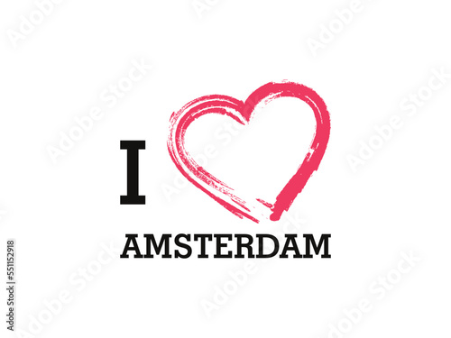 I Love Amsterdam Country Vector Logo Template