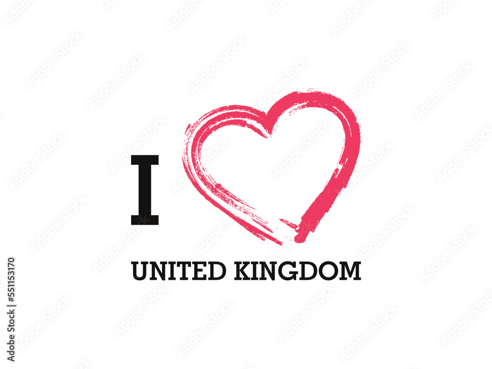 I Love United Kingdom Country Vector Logo Template I Love United Kingdom Country Vector Logo Template