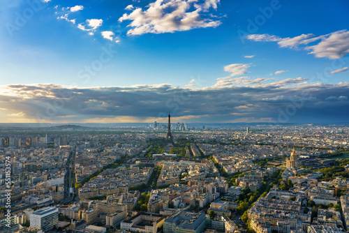 Aerial panorama of Paris with Eiffel Tower. France © Pawel Pajor