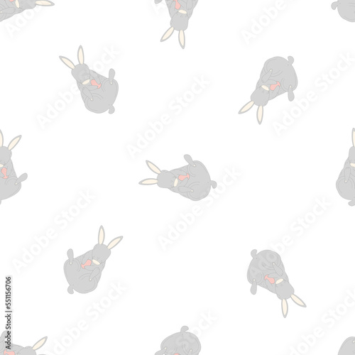 Seamless pattern with cute Easter Bunny. colored egg. simple pattern on transparent background