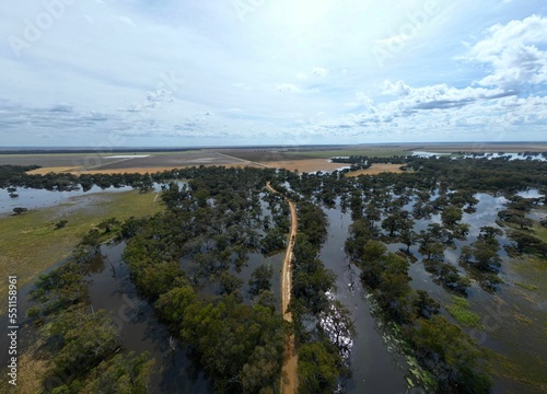 Aerial view of the flood water around Deniliquin NSW in the Riverina photo