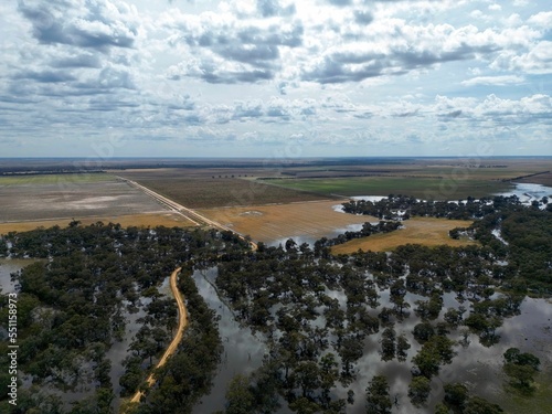 Aerial view of the flood water around Deniliquin NSW in the Riverina photo