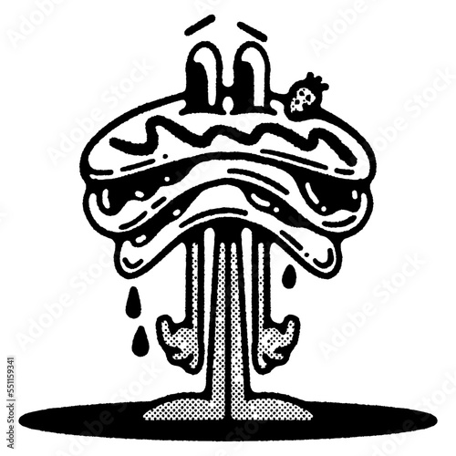 Retro Vintage Brunch Crepe Mascot Cartoon Character