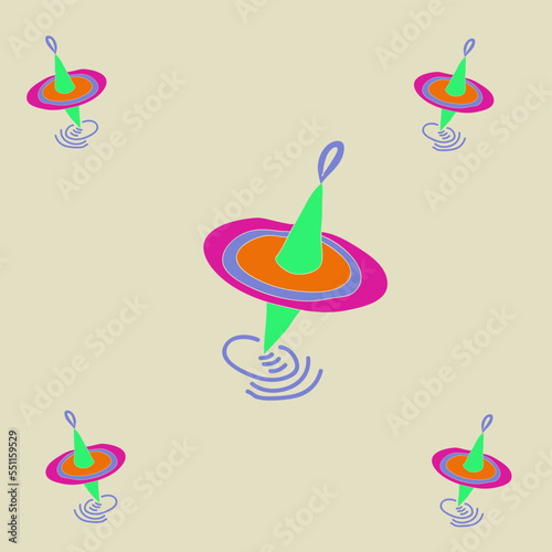 Stylized colored  whirligigs. Hand drawn.